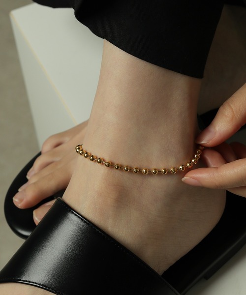 金属アレルギー対応 ボールチェーンアンクレット サージカルステンレス