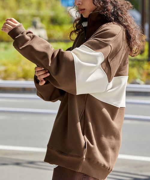 HECT】Big Panel Switching Half Zip Sweatshirt / ビッグシルエット