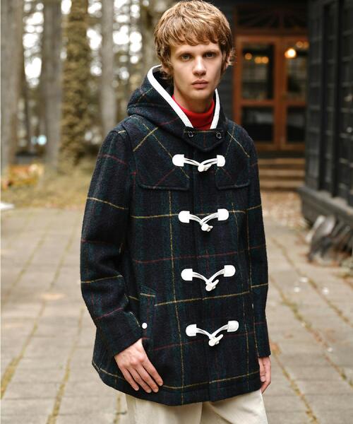 セール】タータンチェック ダッフルジャケット（ダッフルコート