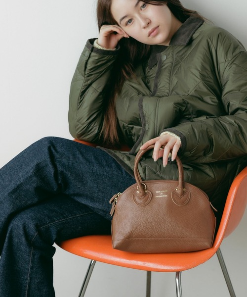 YOUNG & OLSEN/ヤングアンドオルセン EMBOSSED LEATHER ZIP BOAT BAG S