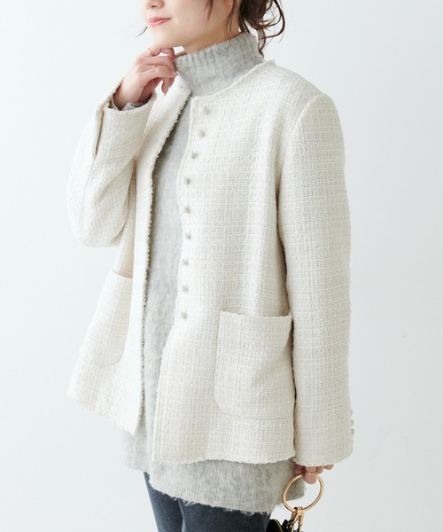 PUAL CE CIN（ピュアルセシン）の「ツイードノーカラージャケット