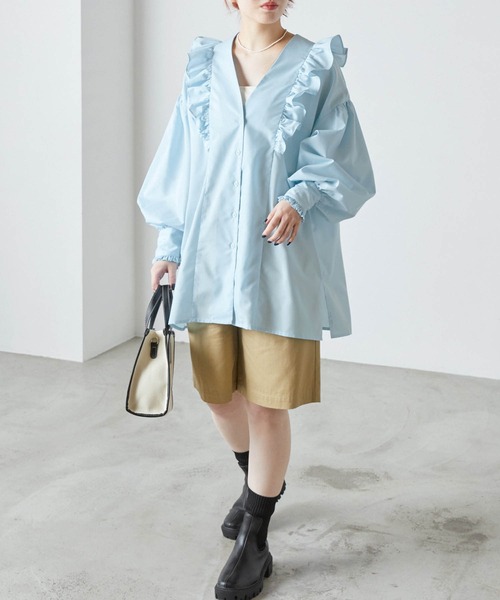 forksy.】TCブロードVネックフリルブラウス forksy.│MONO-MART