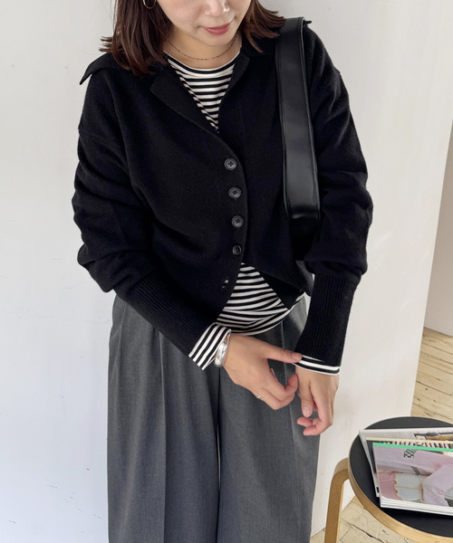 セール】MUSICオープンカラーカーディガン（カーディガン/ボレロ