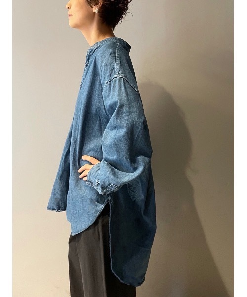 BEARDSLEY（ビアズリー）の「ノーカラーデニムシャツ（シャツ/ブラウス
