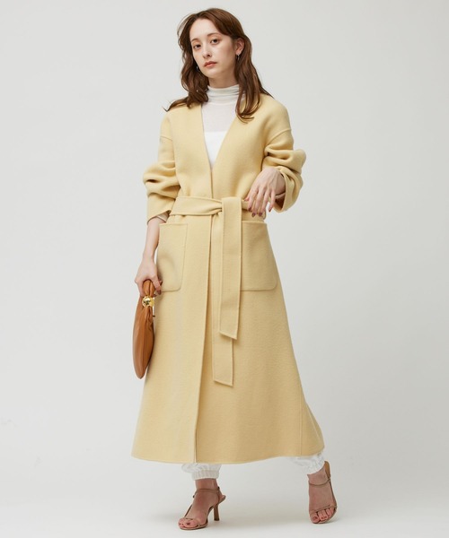 BABYLONE（バビロン）の「リバーノーカラーロングコート（ノーカラー