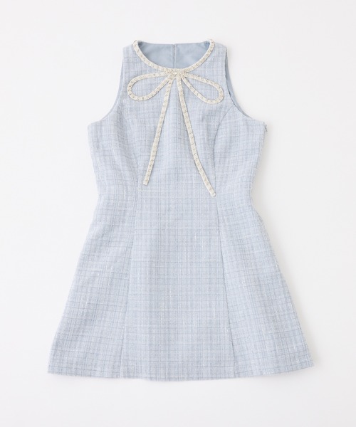 セール】【Twinkle collection】ビジューリボンミニワンピース
