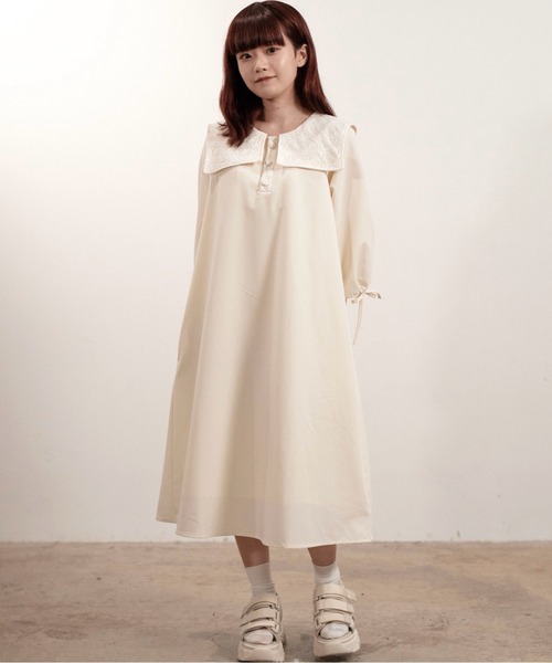 セール】レースセーラー襟のリボンワンピース made in INTER FACTORY