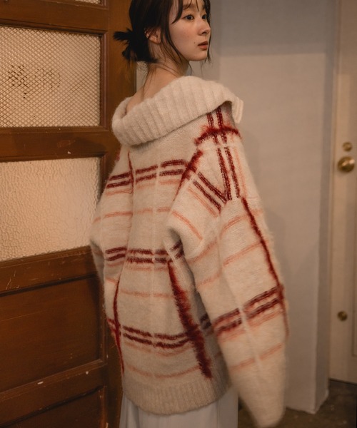 mideal（マイディール）の「plaid pattern cardigan / チェック