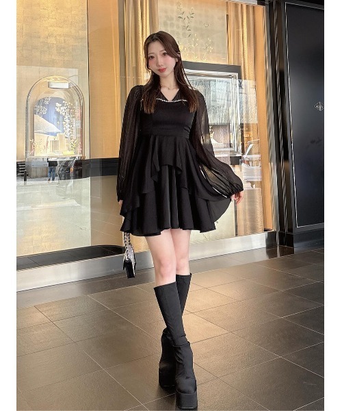シアードッキングフリルミニワンピース（ワンピース）｜Darich