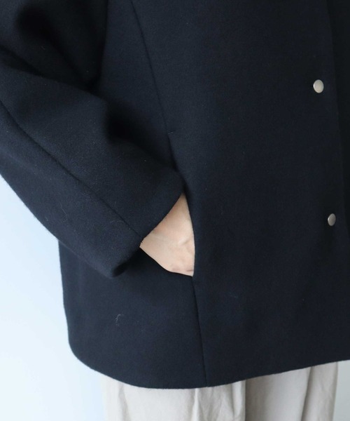 △super110 綾2重織ボトルネックコート（ノーカラージャケット）｜yuni