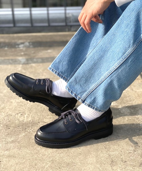 Jalan Sriwijaya/98978/18045/CALF/BLACK/VIBRAM SOLE/BOAT SHOES