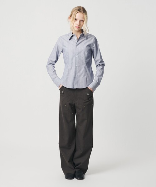 ATTISESSION＞コットン ストライプ スリム シャツ（シャツ/ブラウス