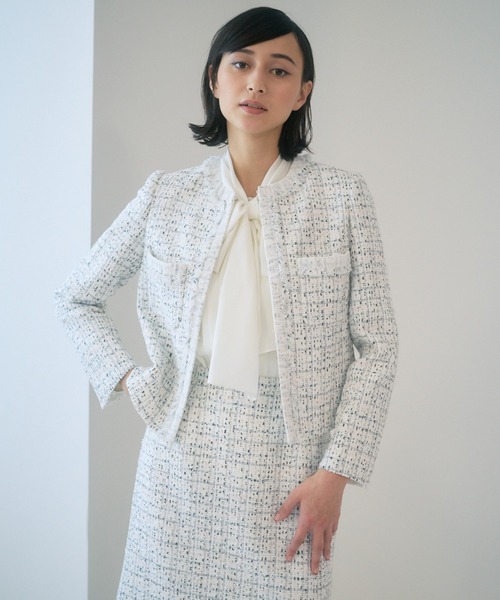 ANAYI（アナイ）の「ミックスツィードノーカラー ジャケット（ノー