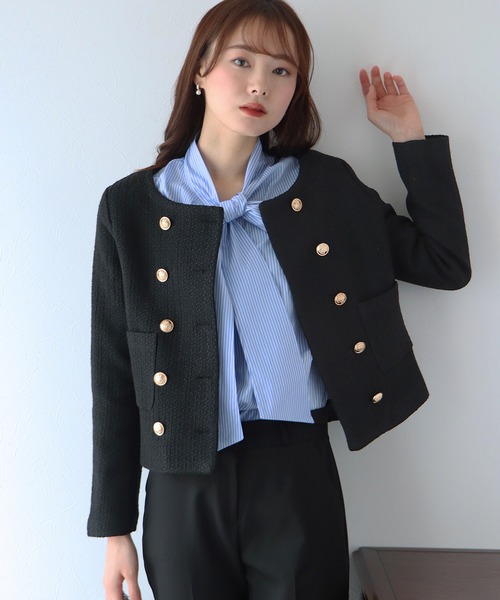BLUEEAST（ブルーイースト）の「金ボタンツイードジャケット（ノー