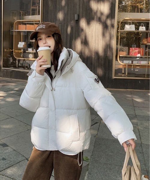 セール】フェイクダウン バイカラー フーディー ジャケット（ダウン