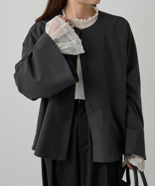 PUAL CE CIN（ピュアルセシン）の「襟袖レースプチハイネックブラウス