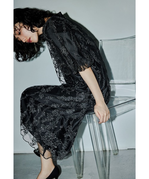 刺繍レースAラインドレス マタニティ 妊婦 結婚式 二次会 成人式