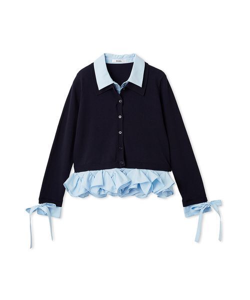 シャツドッキングヘムボリュームニットプルオーバー（ニット/セーター