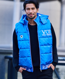 メンズのダウンベスト（ブルー・ネイビー/青色系・フードあり