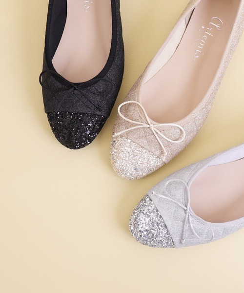 つま先グリッター ラメキルティングバレエシューズ（バレエシューズ