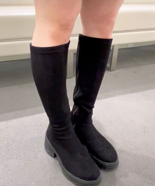 軽量】厚底ストレッチロングブーツ（ブーツ）｜+diana（プラスダイアナ