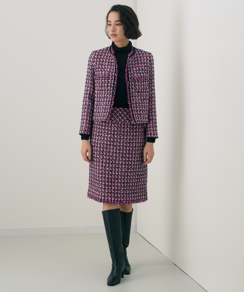 ANAYI（アナイ）の「ラメモールツイードクルー ジャケット（ノーカラー