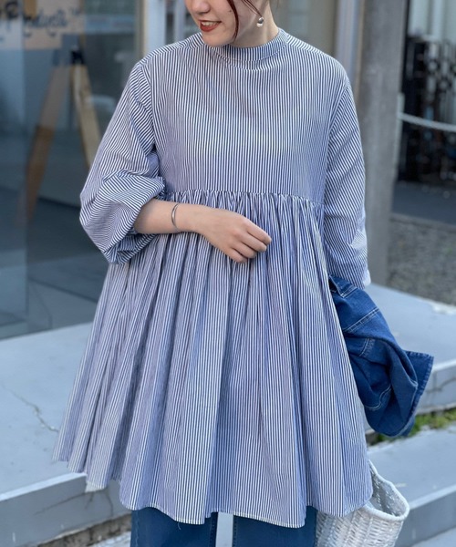 BEARDSLEY（ビアズリー）の「前後で着られる 先染めギャザーチュニック