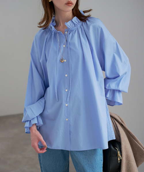 一部WEB・店舗限定カラーあり》タイプライターフリルカラーブラウス