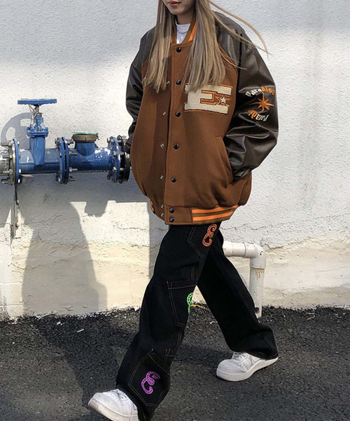 セール】ブラウンベース ビッグロゴ スタジャン アウター ブルゾン