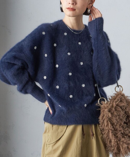 セール】〈手洗い可能〉ビジュー FOX クルーネック プルオーバー