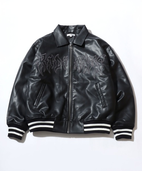 セール】グランジテイストなトライバルロゴ刺繍 フェイクレザー