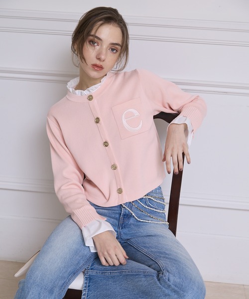 再入荷/14色展開】Attached collar ニットジャケット（ノーカラー