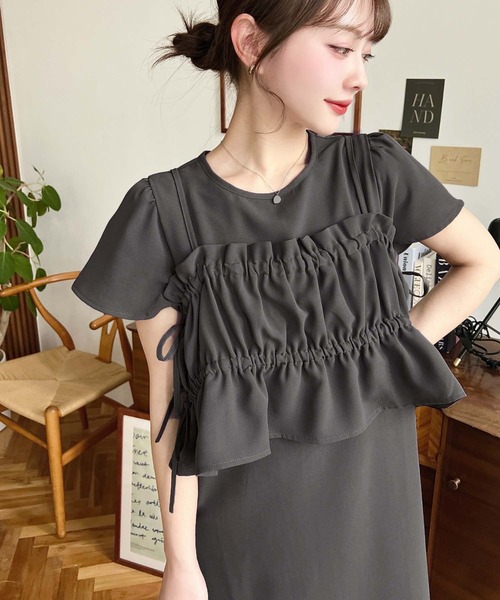 セール】半袖ビスチェ付きワンピース（ワンピース）｜moment+