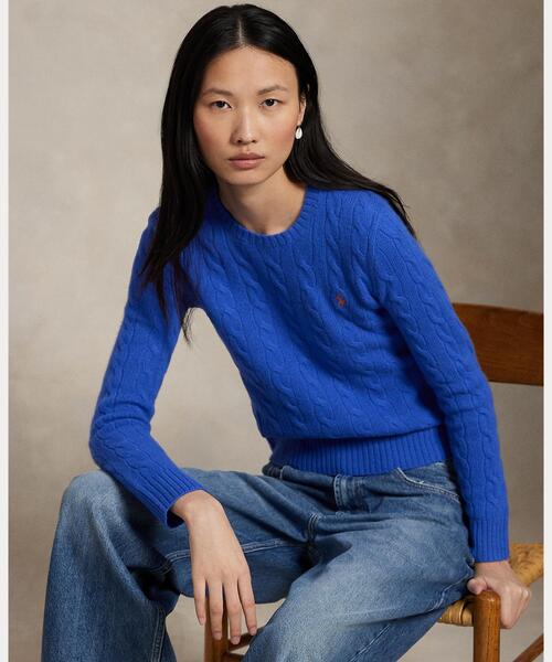 セール】ケーブル ウールカシミヤ クルーネック セーター（ニット