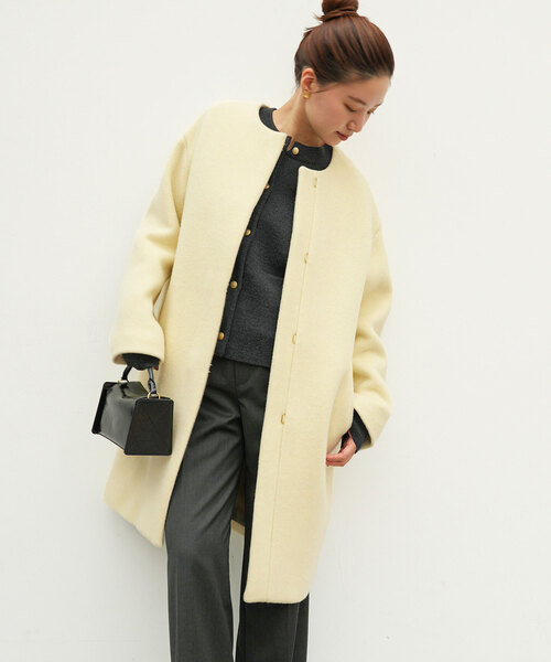IENA（イエナ）の「ラムウールノーカラーコート（ノーカラーコート