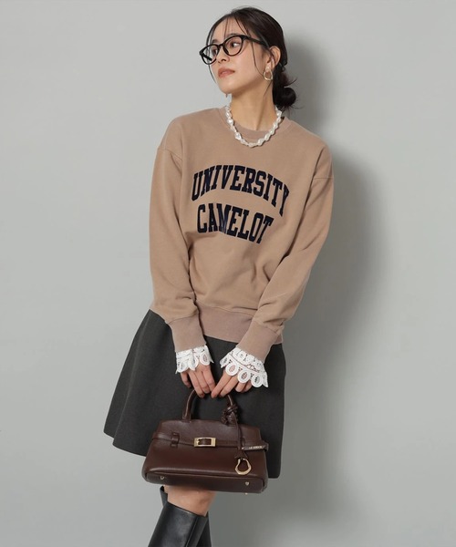 袖レースフロッキーロゴスウェット（Tシャツ/カットソー）｜Arpege