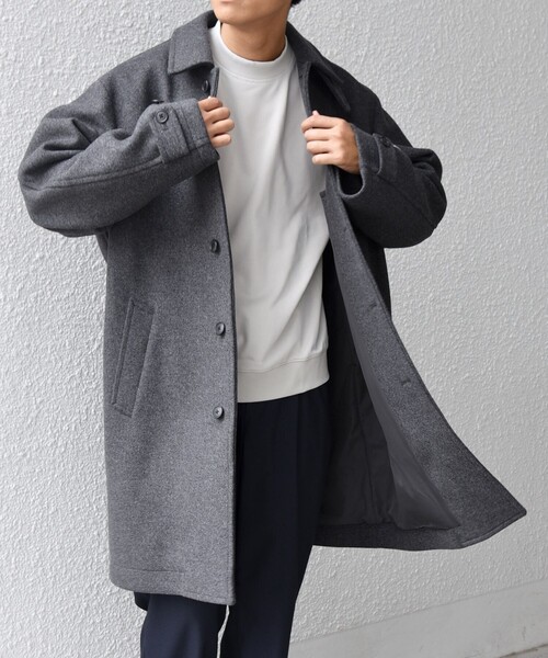 セール】SHIPS any: PURE WOOL MELTON ステンカラー コート 25AW