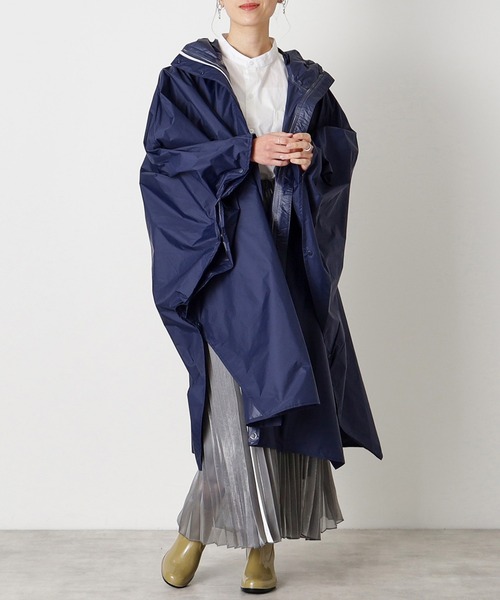 レインポンチョ 撥水 ロング丈 ”POLO ポケッタブル”（レインコート