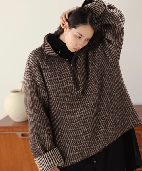 Aphlotus（アプロタス）の「モヘアタッチ バイカラーストライプ