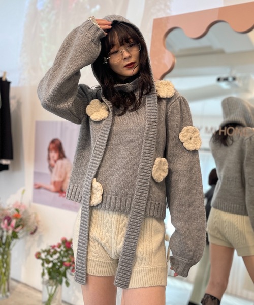セール】flower puff sleeve knit（ニット/セーター）｜HONEY MI HONEY