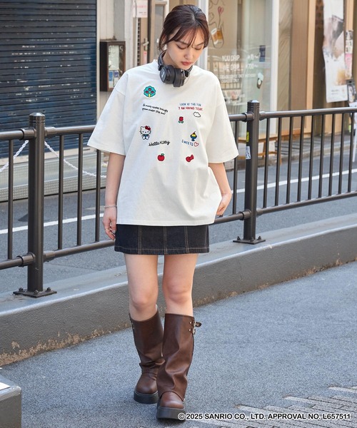 HELLO KITTY】別注 ハローキティデザイン刺繍/プリント オーバーサイズ