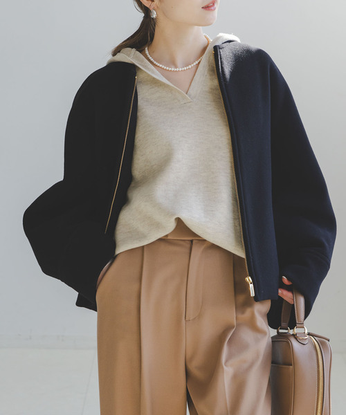 Noble（ノーブル）の「MTRショートケープブルゾン（ノーカラーコート