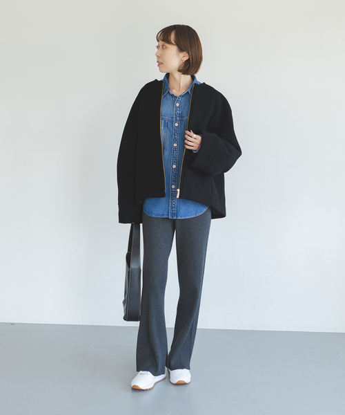 Noble（ノーブル）の「MTRショートケープブルゾン（ノーカラーコート