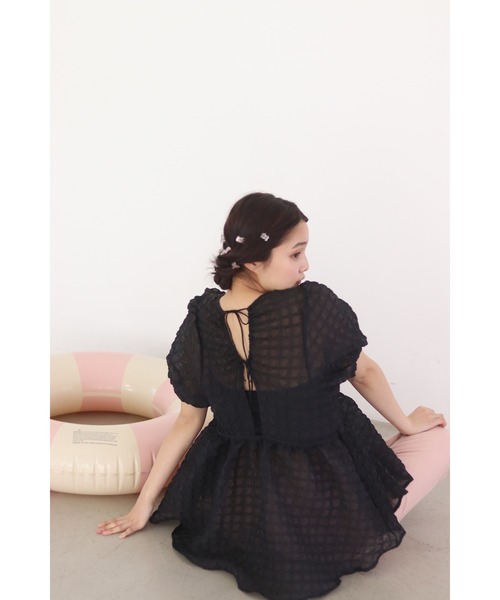 muguet（ミュゲ）の「ripple sheer peplum blouse（シャツ/ブラウス