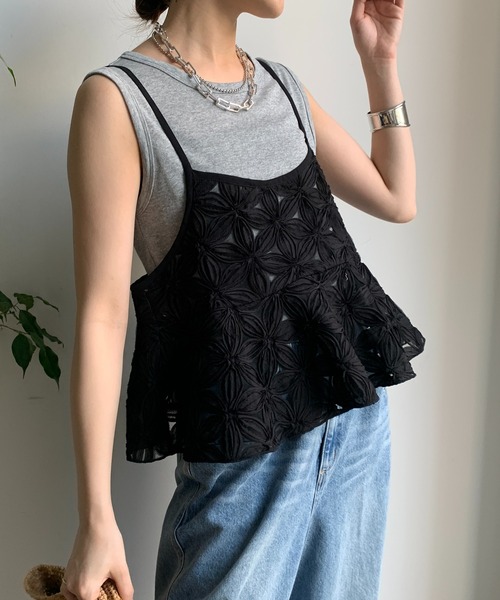 WEB限定】チュールフラワーキャミ（シャツ/ブラウス）｜DouDou