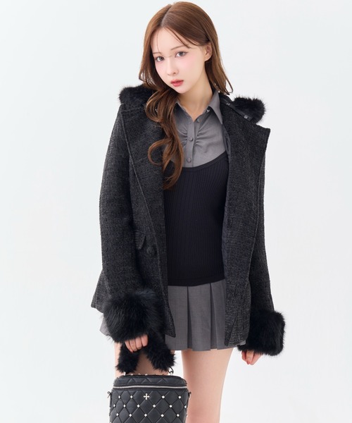 Twinkle Button Tweed Coat（ダウンジャケット/コート）｜andwang