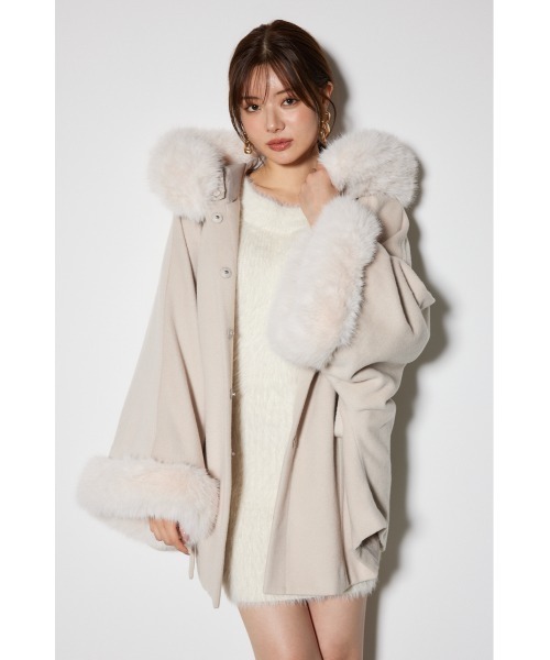 rienda（リエンダ）の「ウールミックスフードポンチョコート（ポンチョ