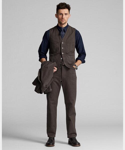 RRL（ダブル アール エル）の「ストライプド ジャスペ ツイル ベスト