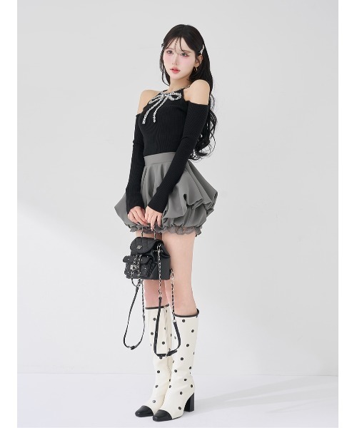 リボンビジューアメスリニットトップス（ニット/セーター）｜Darich