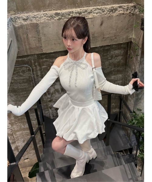 リボンビジューアメスリニットトップス（ニット/セーター）｜Darich